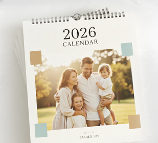 Kalender an der Wand und auf dem Tisch montiert