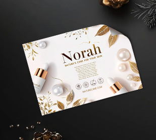 pila di volantini personalizzati su un tavolo